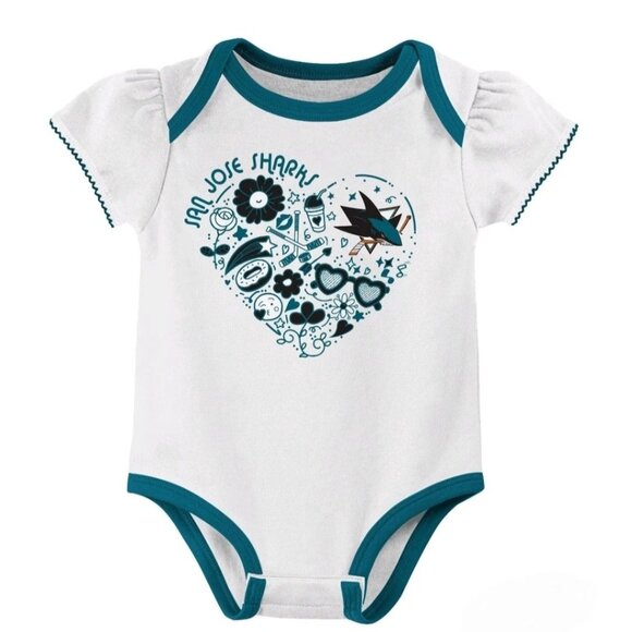 NHL San Jose Sharks Girls Bodysuit 3 Piece Set Size 3-6 Months NWT - Picture 4 of 6